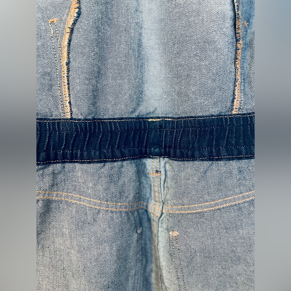 NWOT! Frame Denim Mixed Media Oversized Button Denim Mini Dress Size Medium - Picture 9 of 14